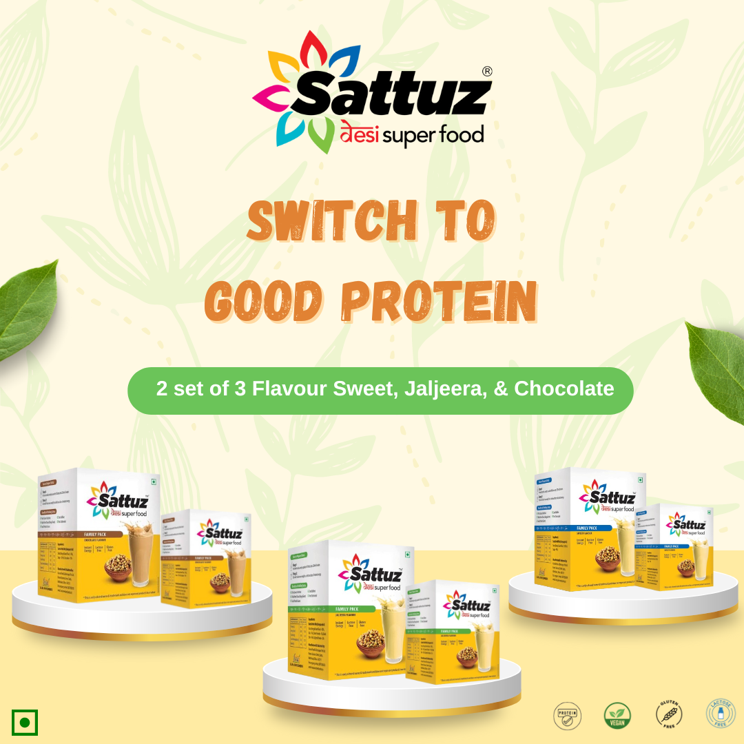 2 Sets of 3 Flavors each Sweet, Jaljeera, and Chocolate (Best Selling) - Sattuz
