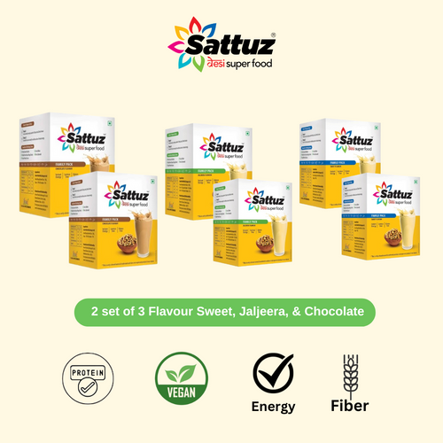 2 Sets of 3 Flavors each Sweet, Jaljeera, and Chocolate (Best Selling) - Sattuz