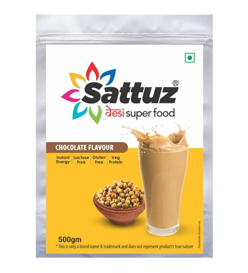 Chocolate Flavour Sattu by Sattuz (Set of 2 X 500gm) zipper pack